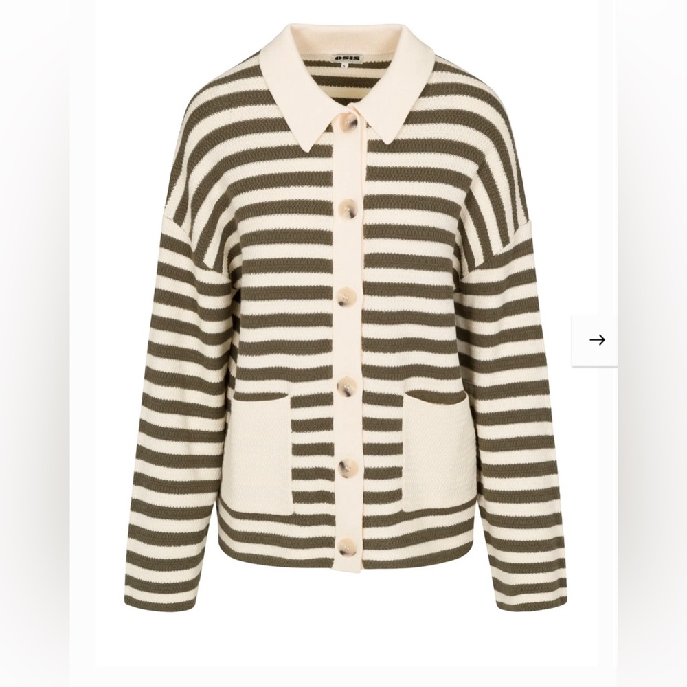 Knitted over sized , stretched striped cardigan